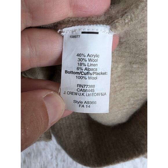 Madewell Wool Blend Boyfriend Cardigan Women's Large Brown Linen Alpaca Pockets - Picture 6 of 7